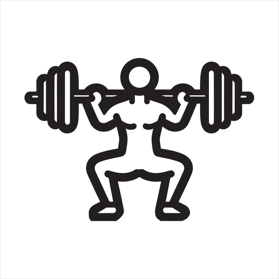 strength training icon linear silhouette white background vector