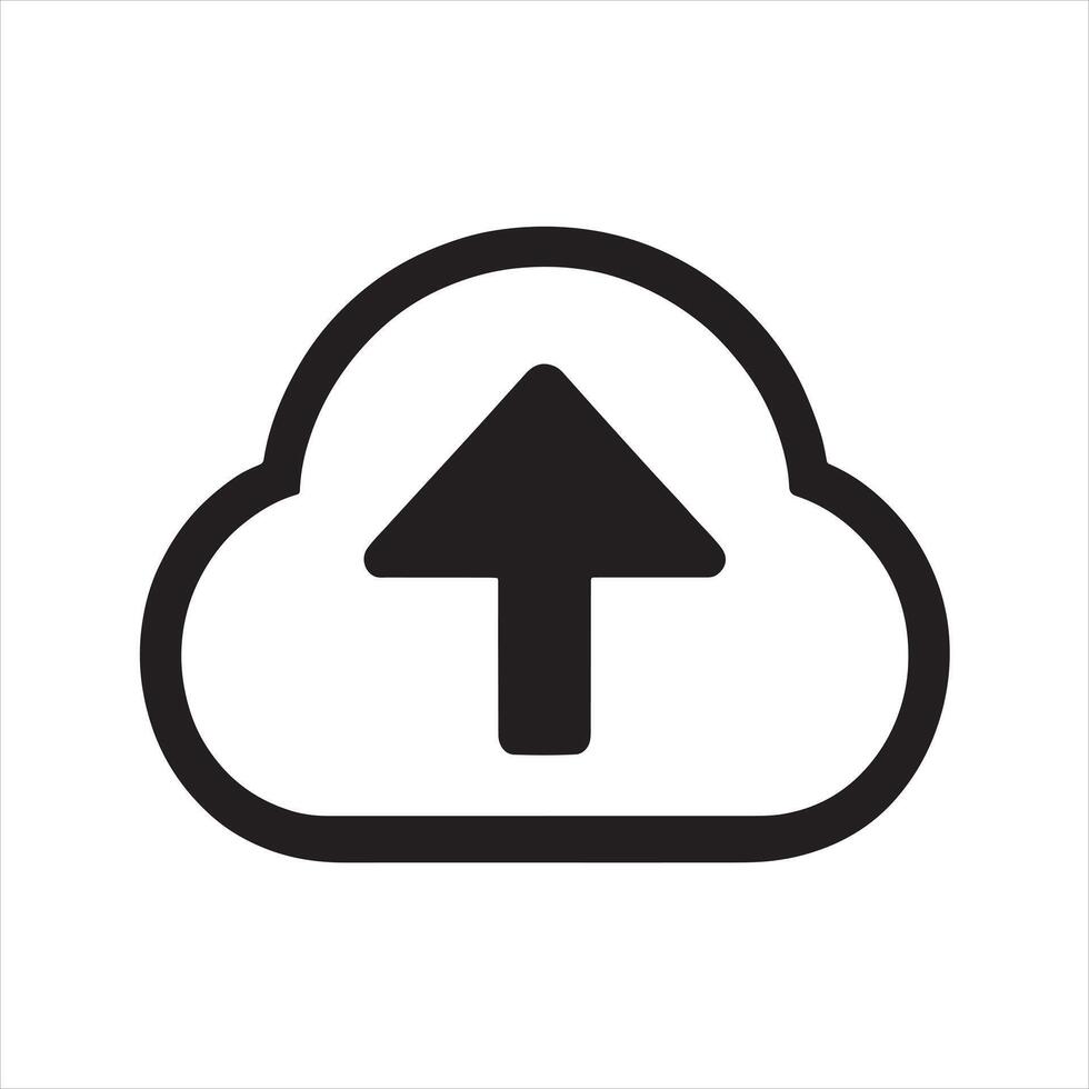 Upload Icon Thin line silhouette white background vector