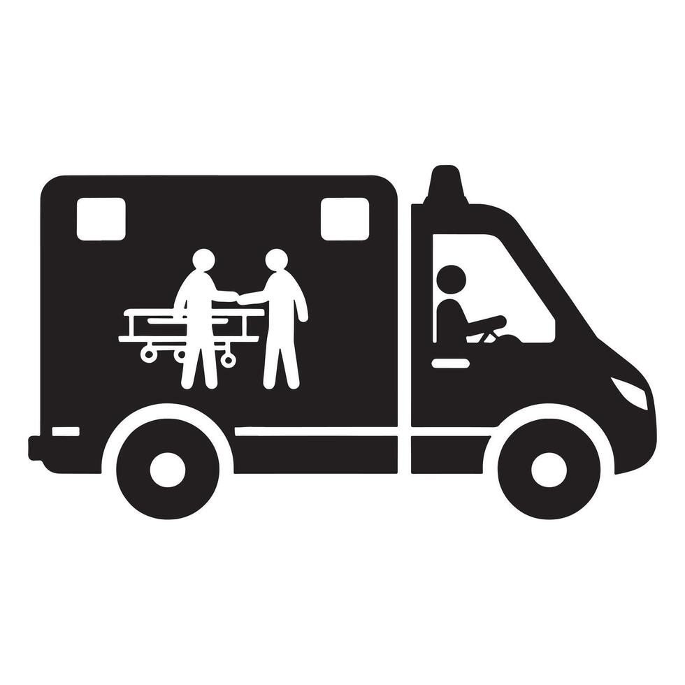 Ambulance vehicle for hospital patients silhouette on white background vector