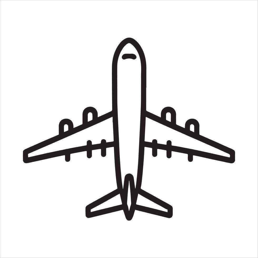 Plane icon Thin line silhouette white background vector