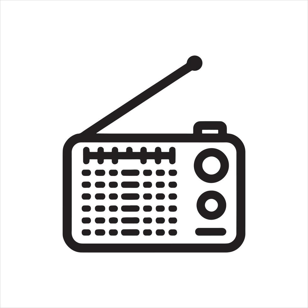 Radio icon linear silhouette white background vector
