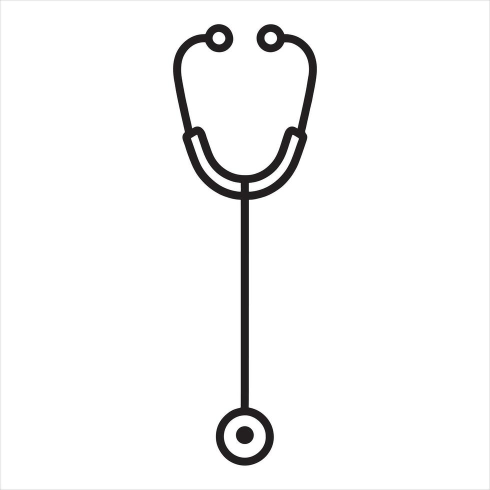 Stethoscope icon Thin line silhouette on white background vector