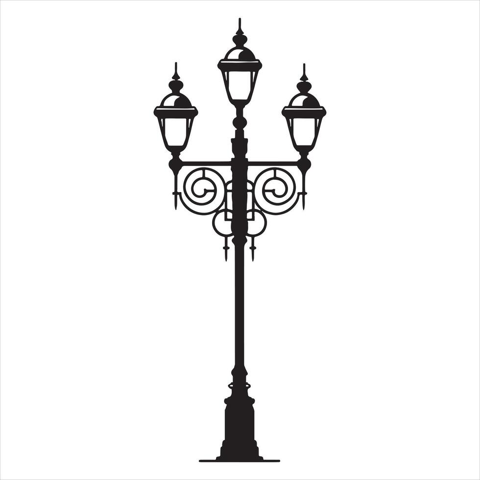 Street light icon Thin silhouette on white background vector