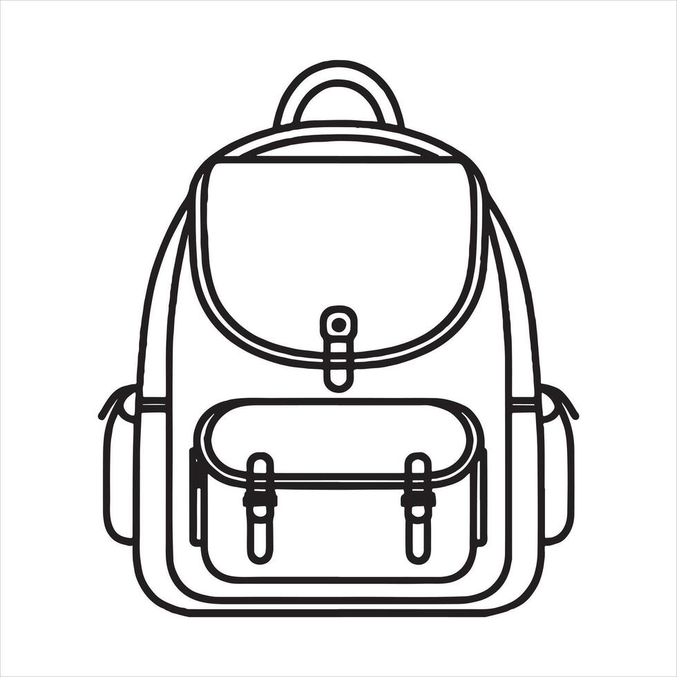 single one line Schoolbag or backpack silhouette on white background vector