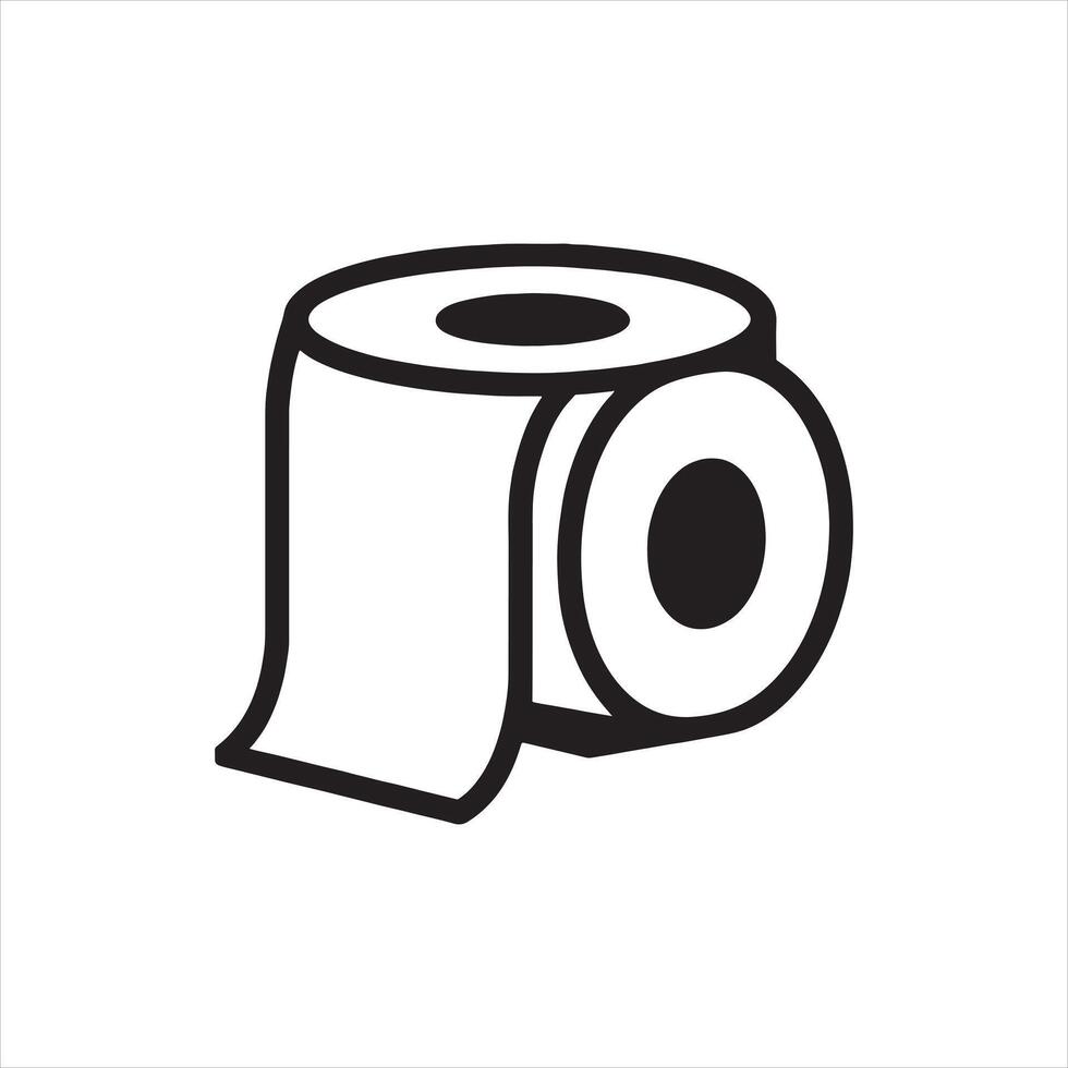toilet tissue paper roll icon linear silhouette white background vector