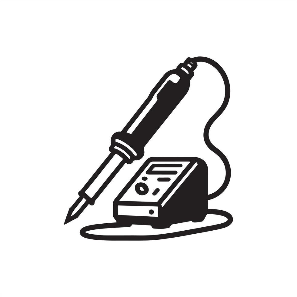 Soldering iron icon linear silhouette on white background vector