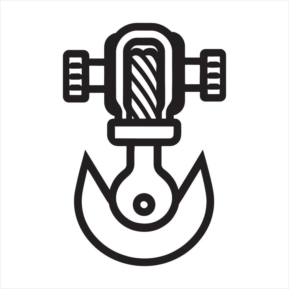 Winch hook icon Thin line silhouette white background vector