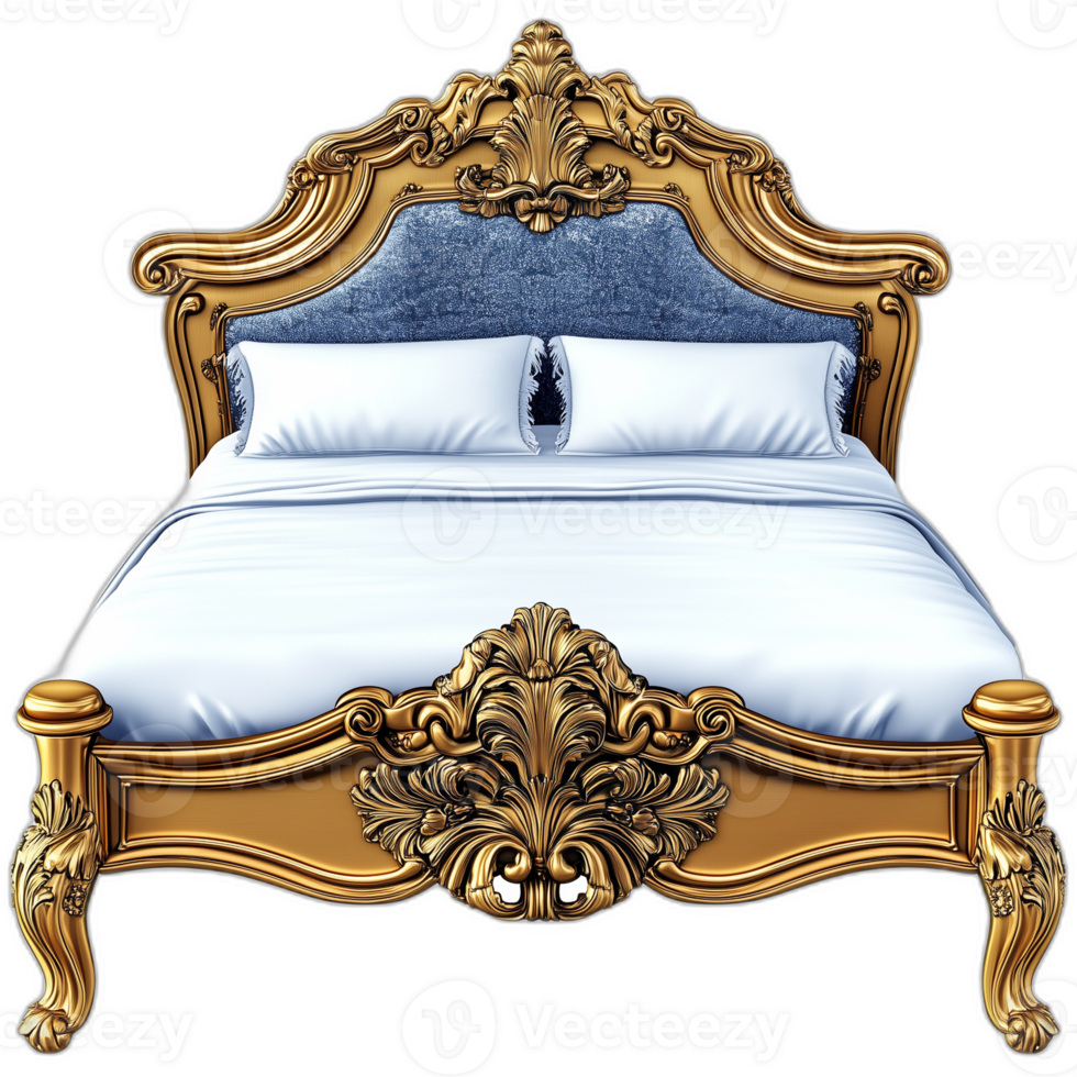 Baroque Bed frame Furniture piece, Baroque Furniture Rendering png