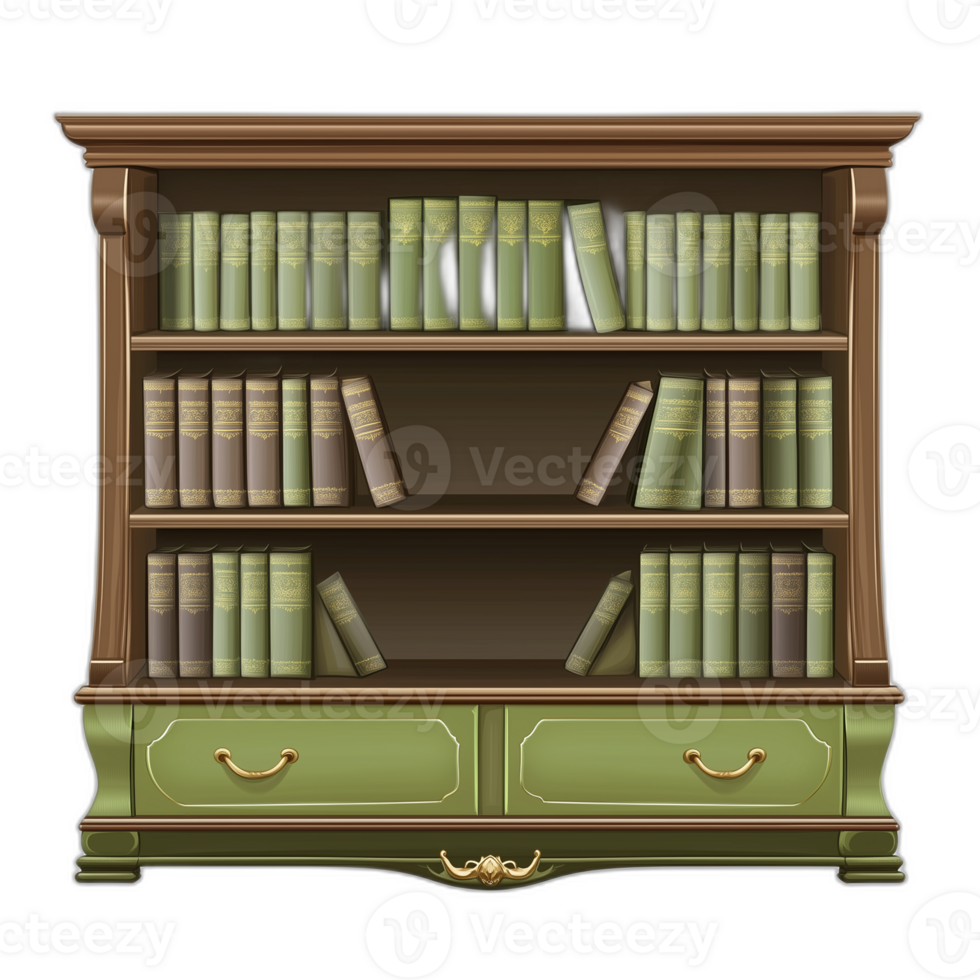 American Traditional Bookshelf Furniture piece, Furniture rendering png