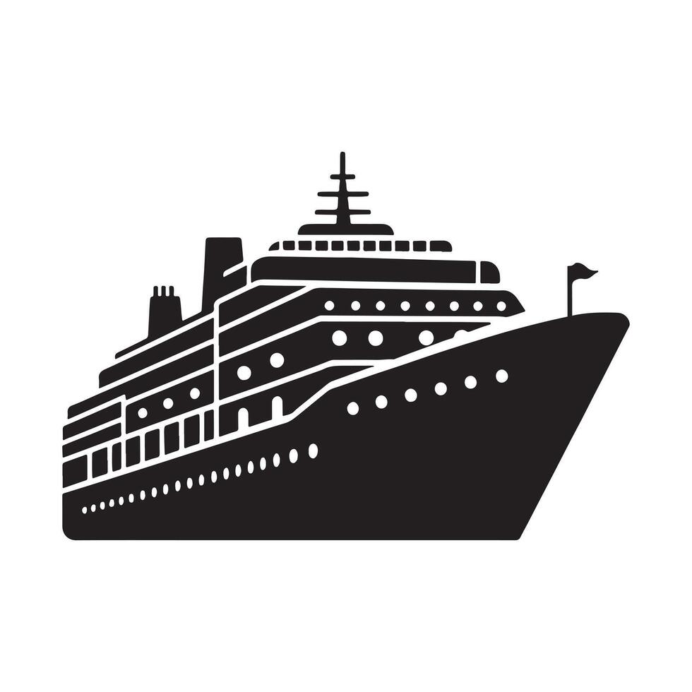 Cruise Ship silhouette white background vector