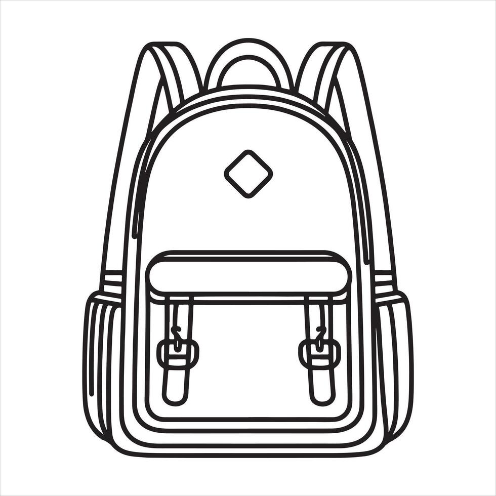 single one line Schoolbag or backpack silhouette white background vector