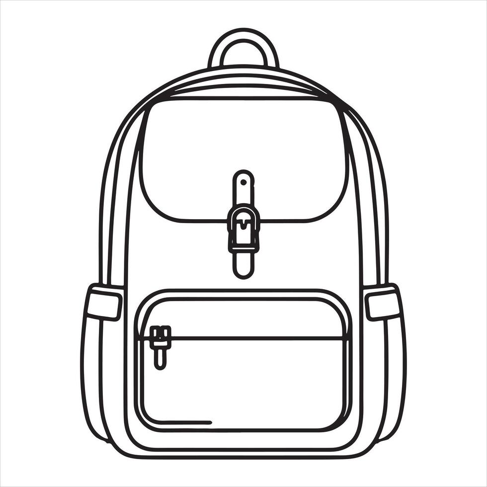 single one line Schoolbag or backpack silhouette vector