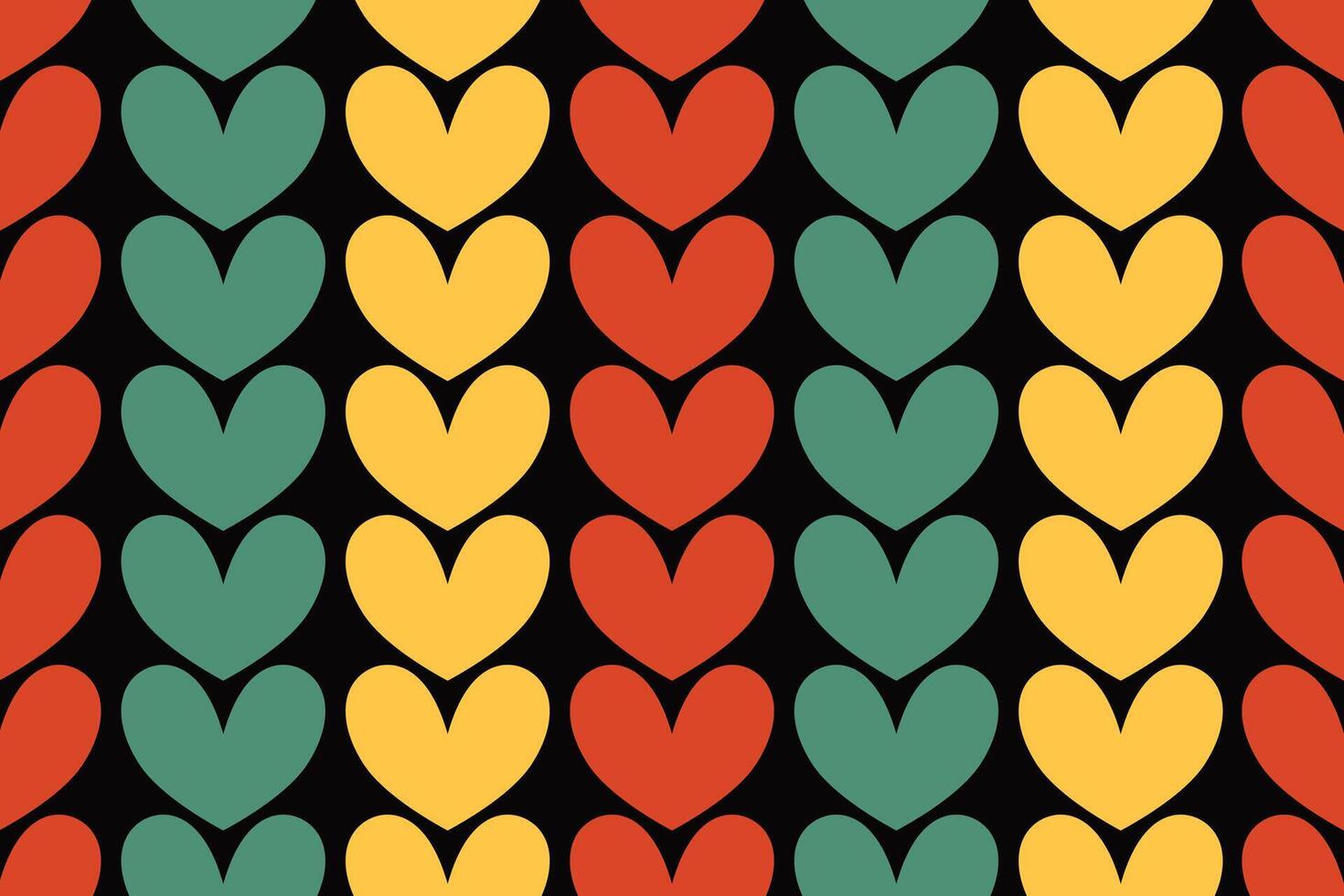 A colorful pattern with hearts on black background,kwanzaa seamless pattern Black history month. vector