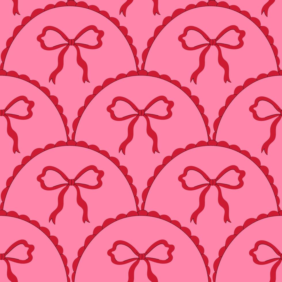 Seamless pattern with red bows on a pink background. graphics. vector