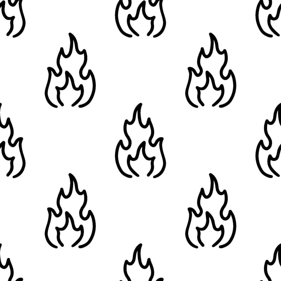 Cartoon doodle of fire explosion effect element seamless pattern. vector