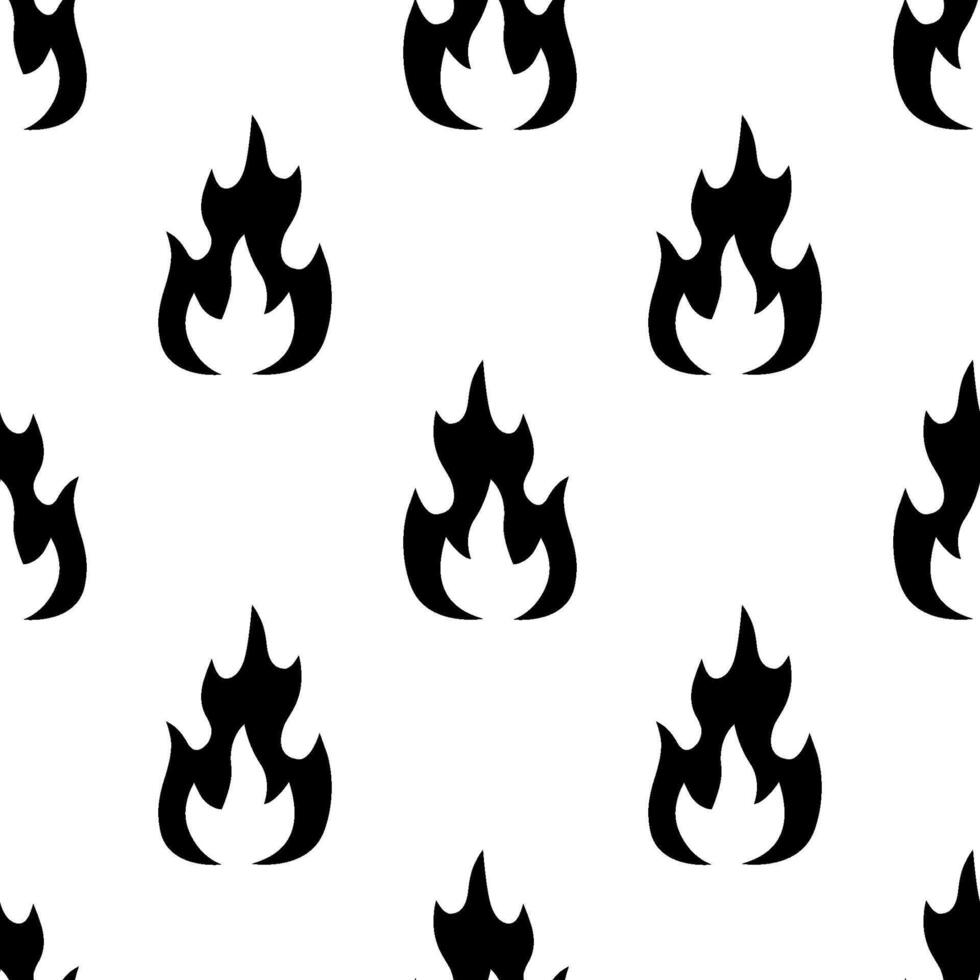 Cartoon silhouette fire explosion effect seamless pattern. vector