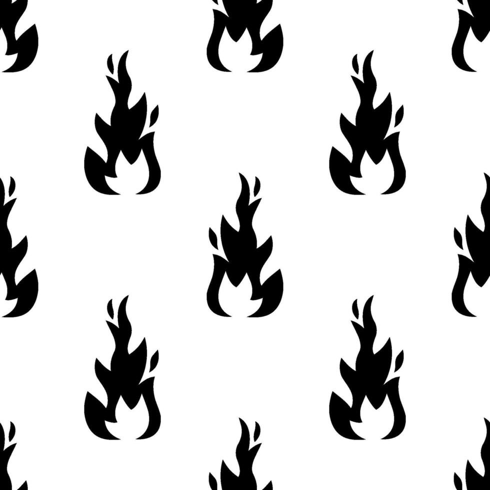 Cartoon silhouette flame fire effect seamless pattern. vector