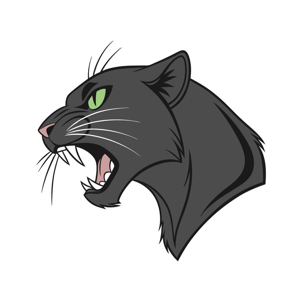 Black panther head with green eyes vector