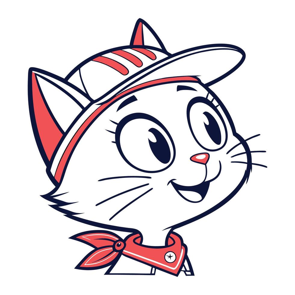 A cartoon cat wearing a baseball cap and a bandana vector