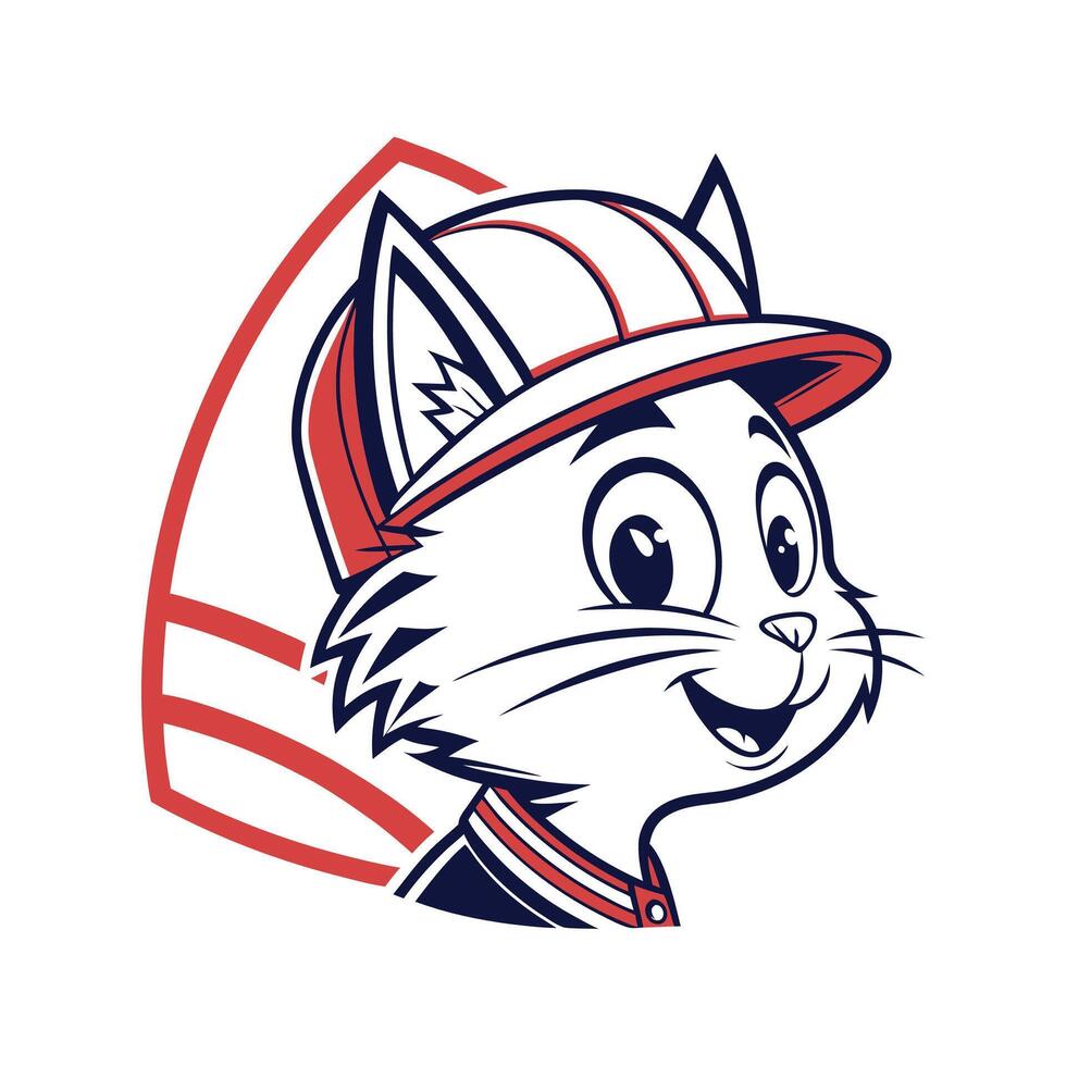 A cartoon cat wearing a baseball cap vector