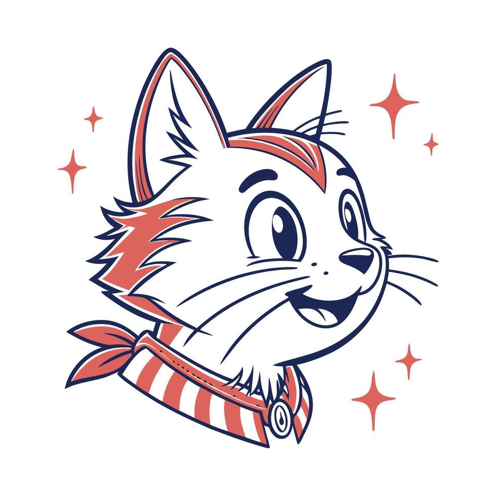 A cartoon cat with a red and white scarf vector