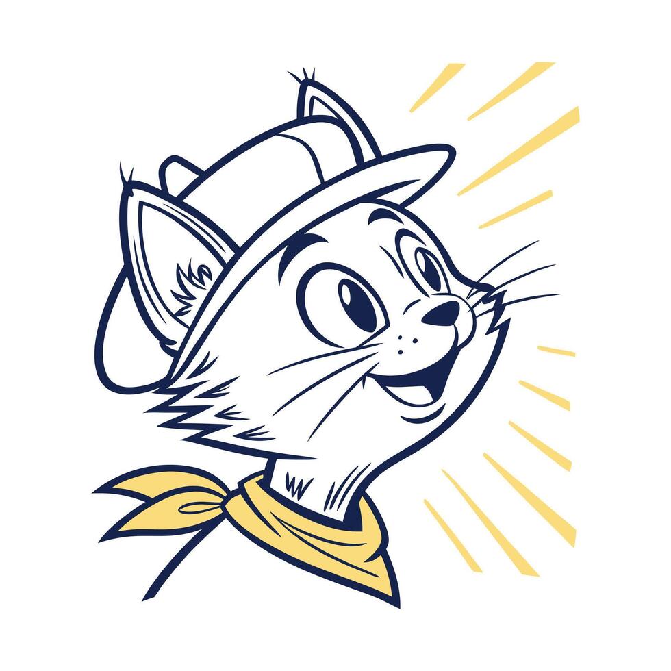 A cartoon cat wearing a cowboy hat and bandana vector