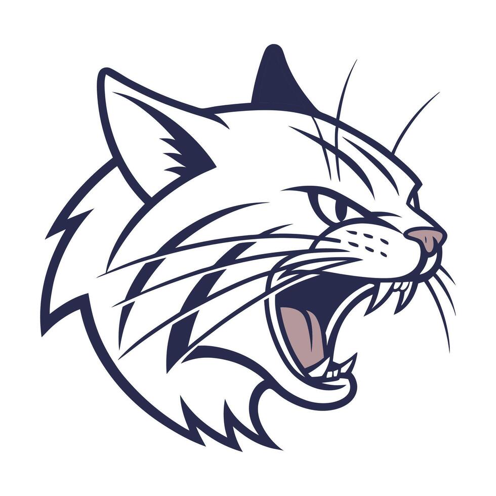 A cat head with its mouth open vector
