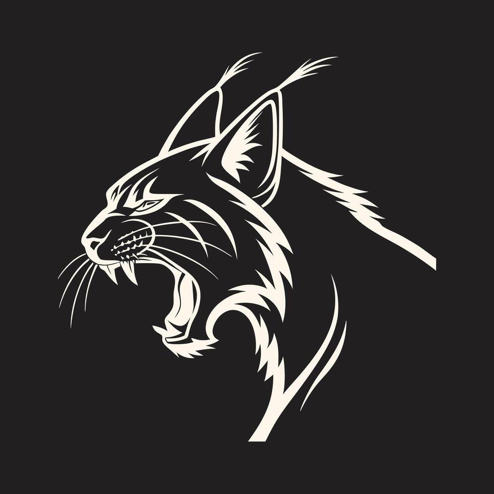 The head of a lynx cat on a black background vector