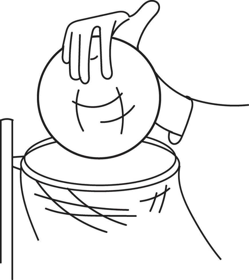 black line art hand making a goal in basketball vector