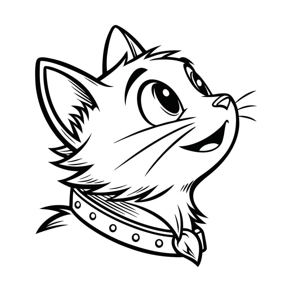 A cartoon cat with a collar on its head vector