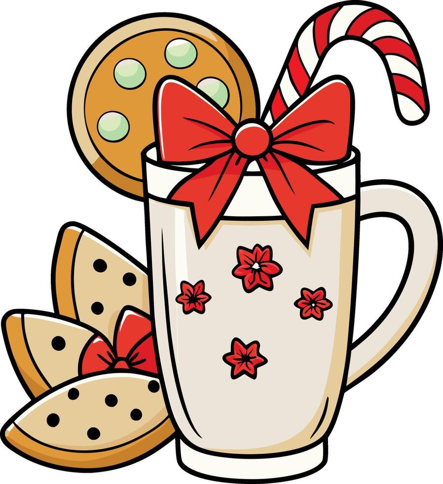 Christmas Drink with Candy Cane and Bow vector