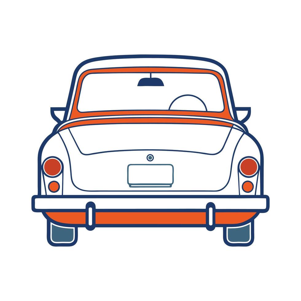 Bold Outline of Vintage Classic Car Back View - Drawing Art vector