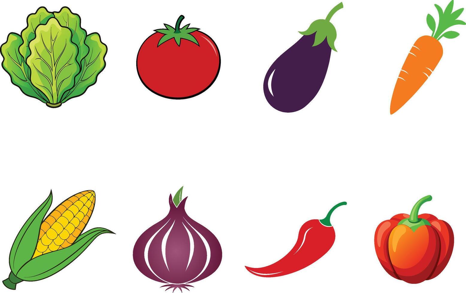 8 vegetable illustration set vector