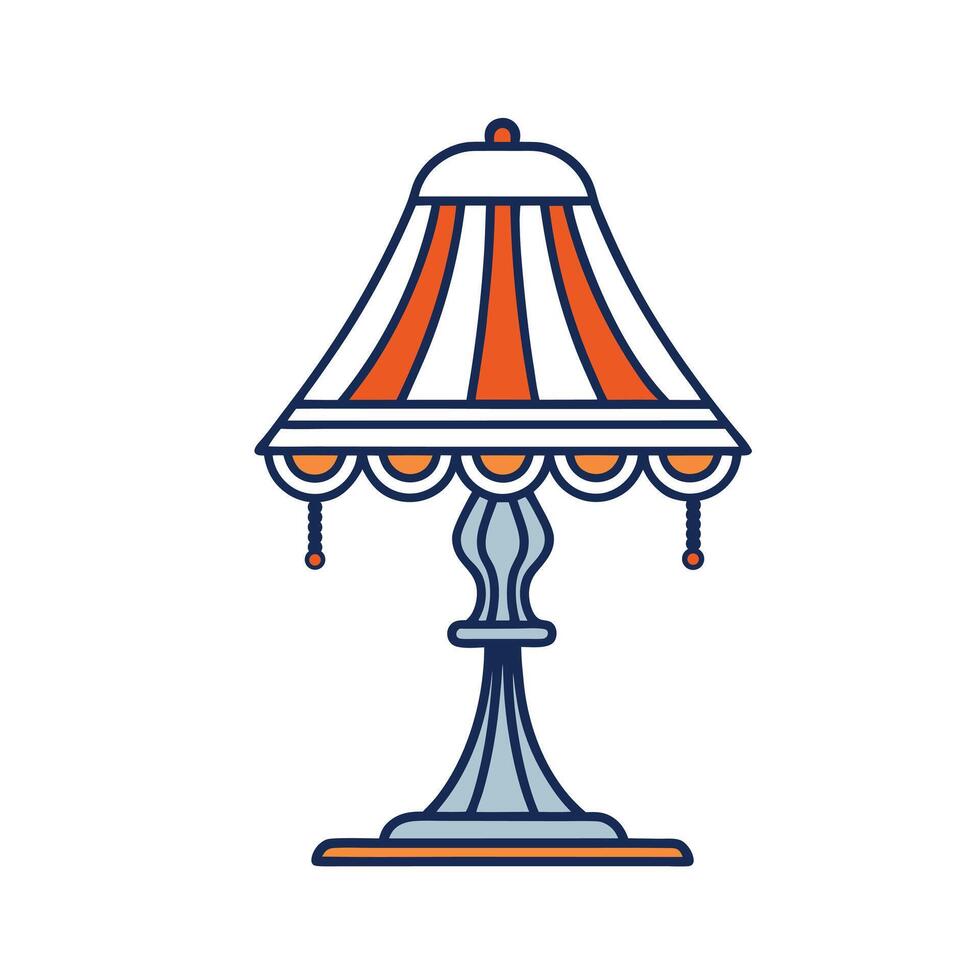 Elegant bold outline design of a vintage table lamp with intricate decorations, perfect for home decor art projects vector