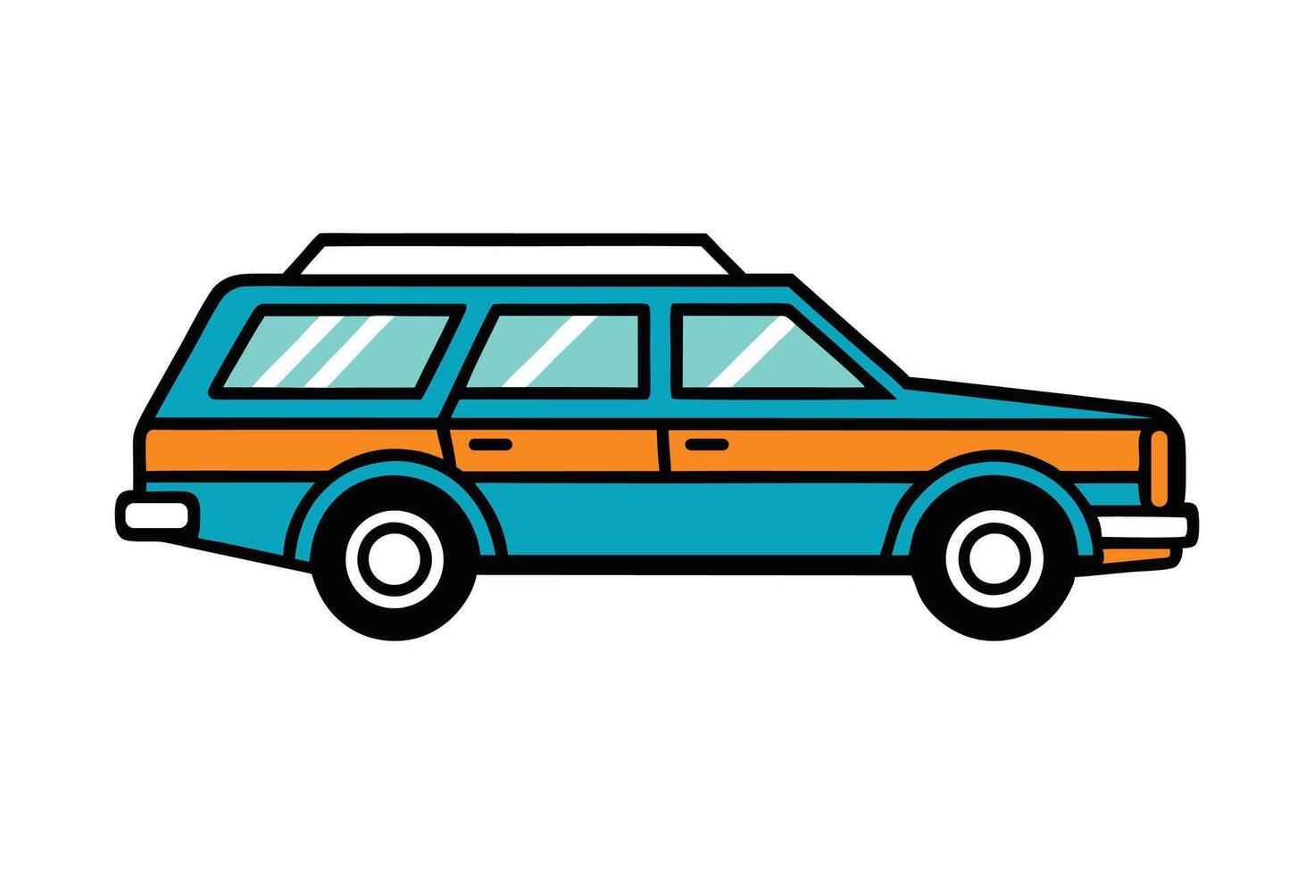 bold outline of a vintage station wagon, perfect for retro family car designs vector