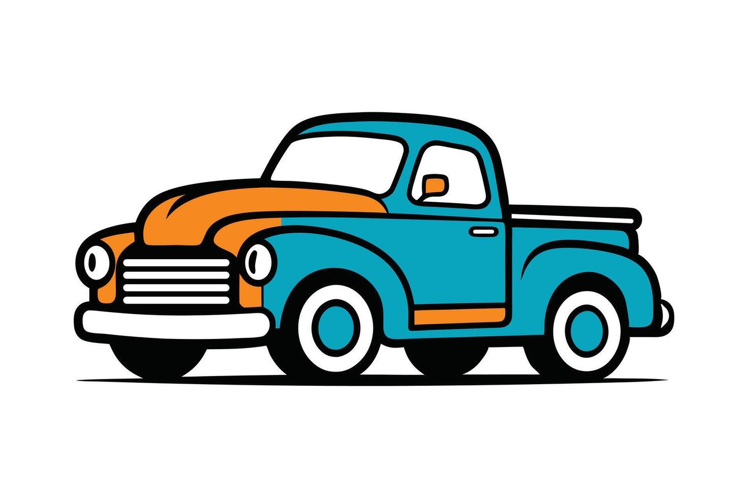 Rugged vintage pickup truck bold outline art, ideal for enthusiasts or rustic designs vector