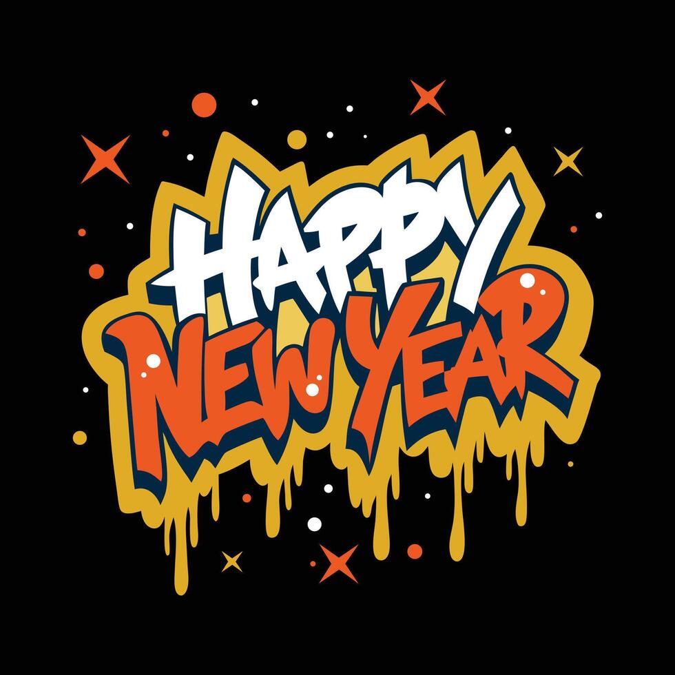 Happy new year celebration typography modern design art vector