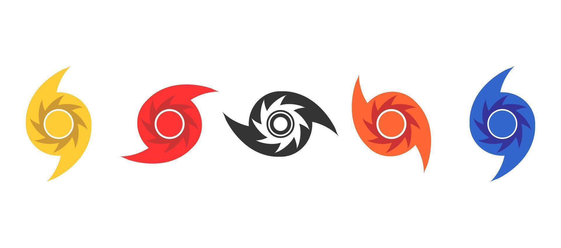 Hurricane disaster symbol design in set. Illustration for information, education, warning, advertising vector