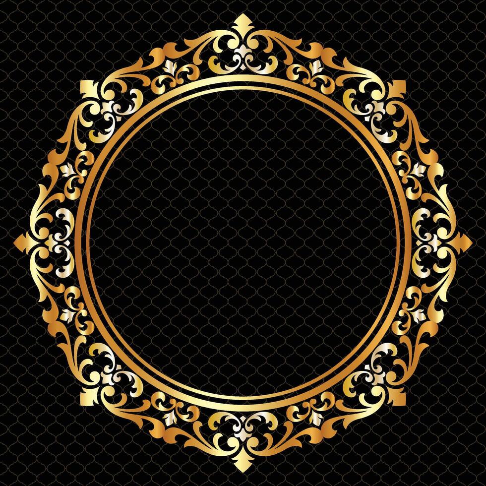 Vintage label design with monograms and frames circle vector