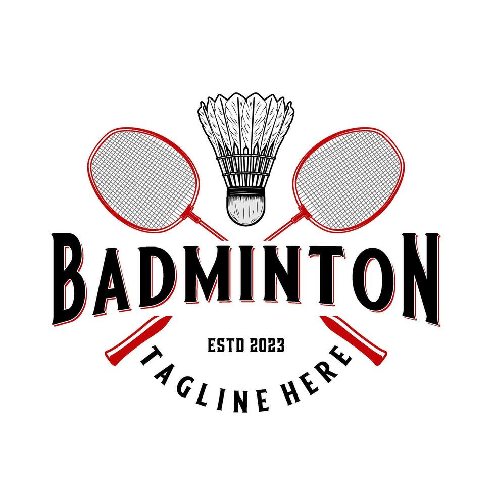 Badminton logo, racket and shuttlecock, simple design, for badminton sport vector
