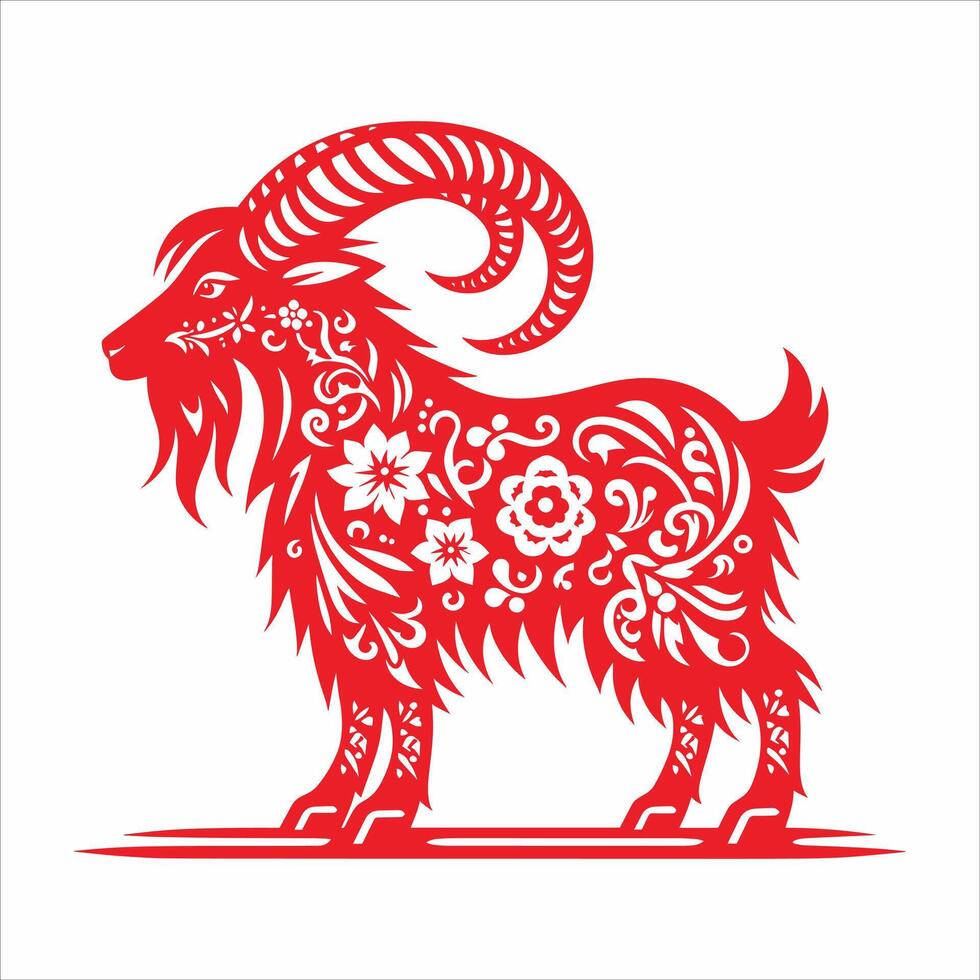 Year of the Goat Chinese Zodiac Sign Illustration for Lunar New Year Celebration vector