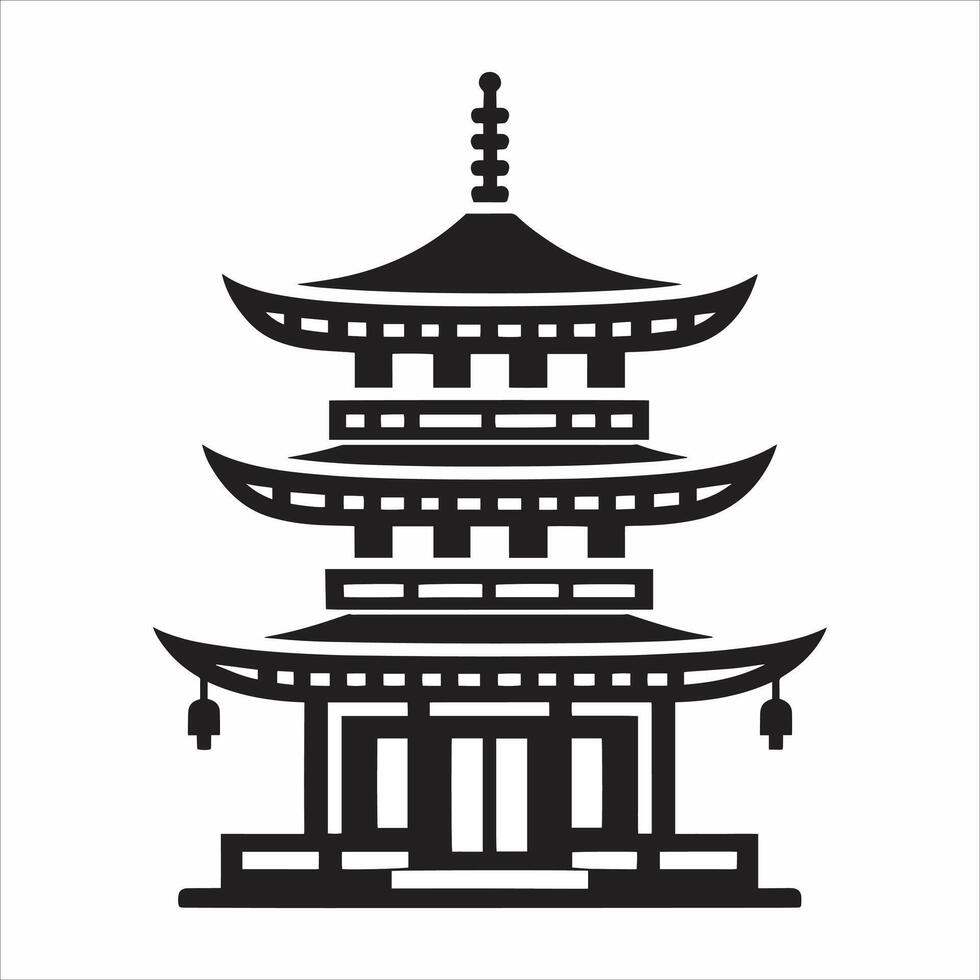 A Japanese Big Pagoda icon illustration On White Background vector
