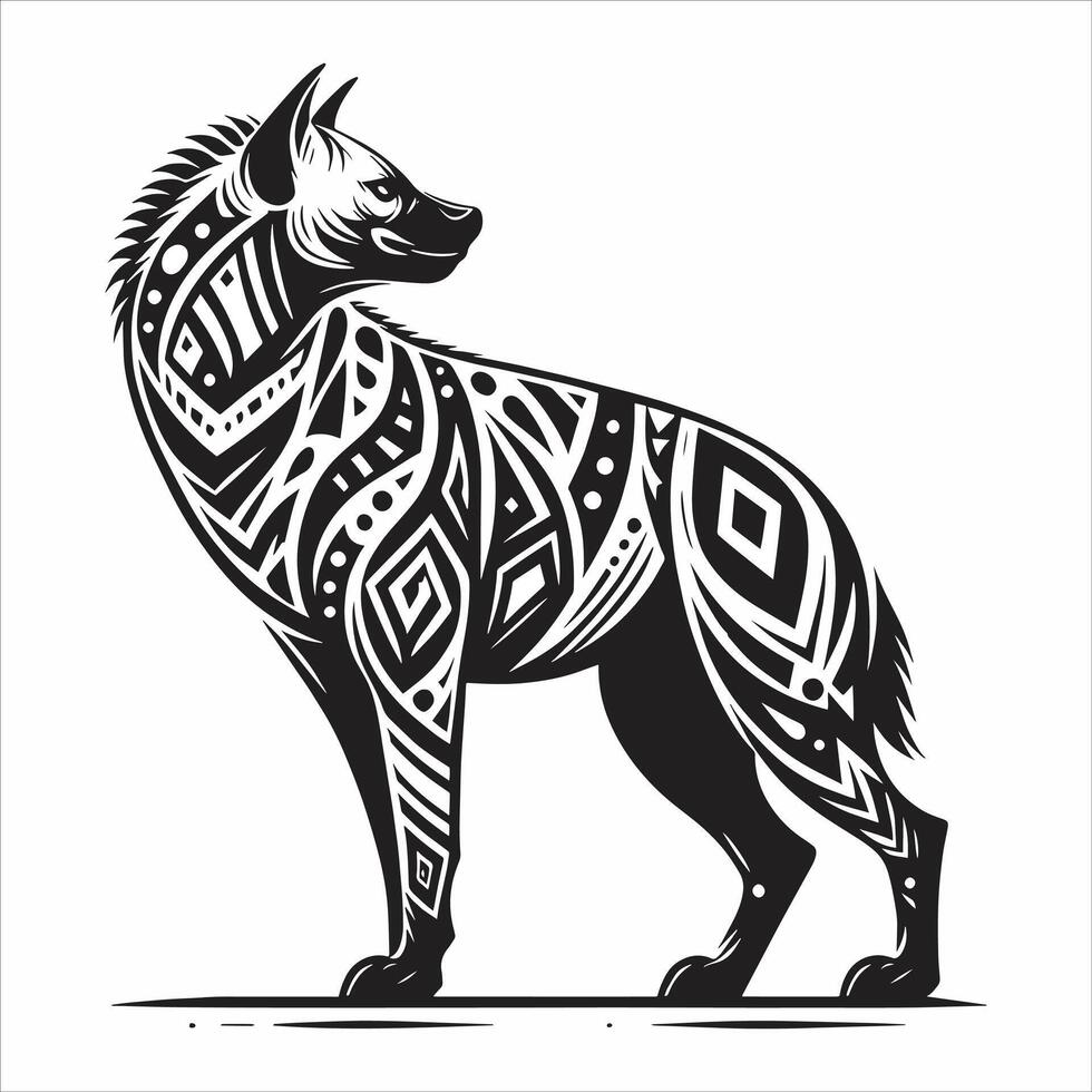 Hyena Silhouette Illustration Symbol Logo Icon Black And White Color vector