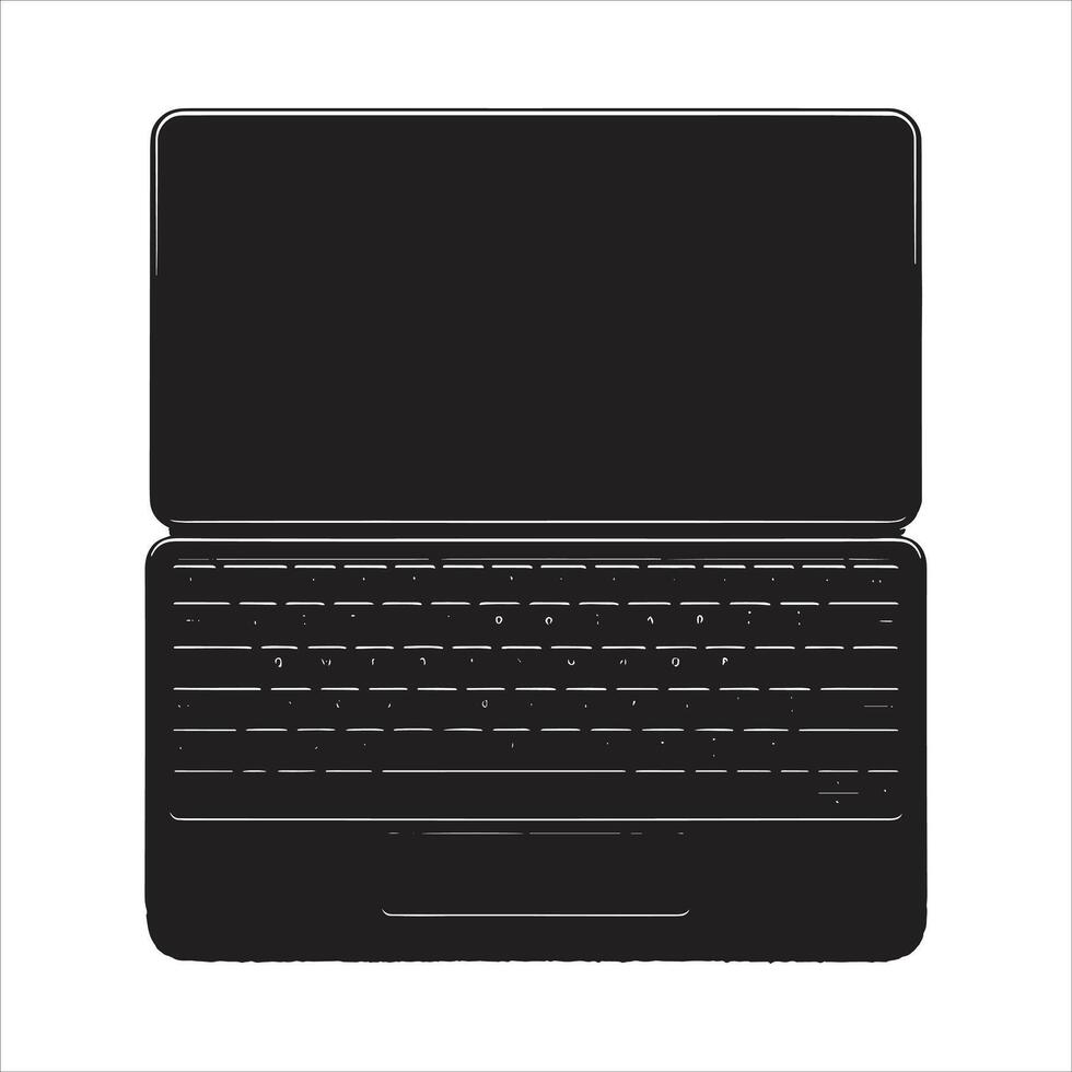Laptop Logo Icon Black And White Silhouette Illustration On White Background vector