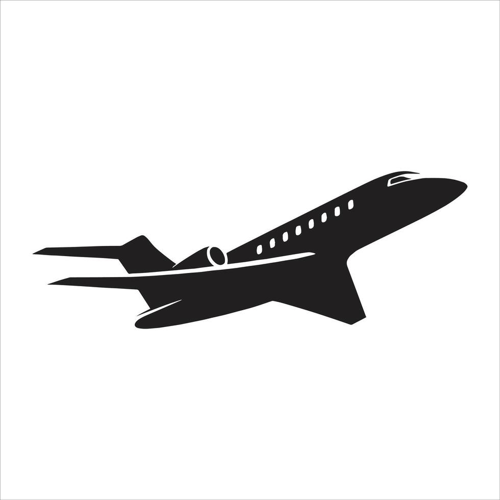 Executive Long Range Business Jet Silhouette Illustration On White Background vector