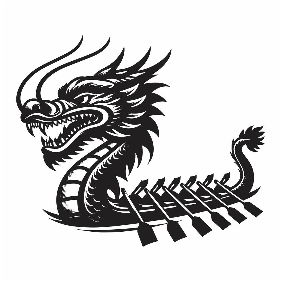 Dragon Boat Festival Illustration Symbol Logo Icon Black And White Color vector