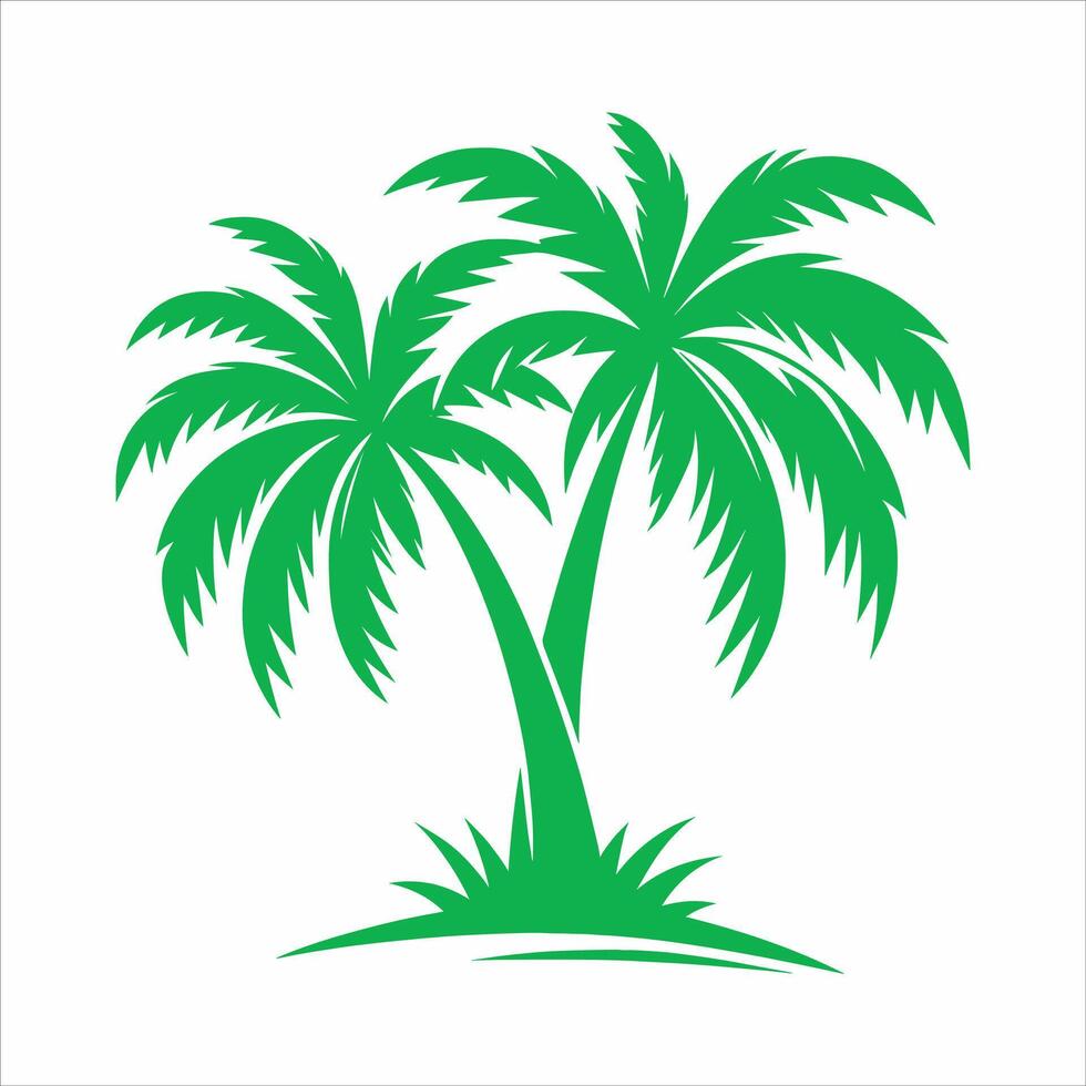 Tropical Palm Tree Silhouette Illustration On White Background vector