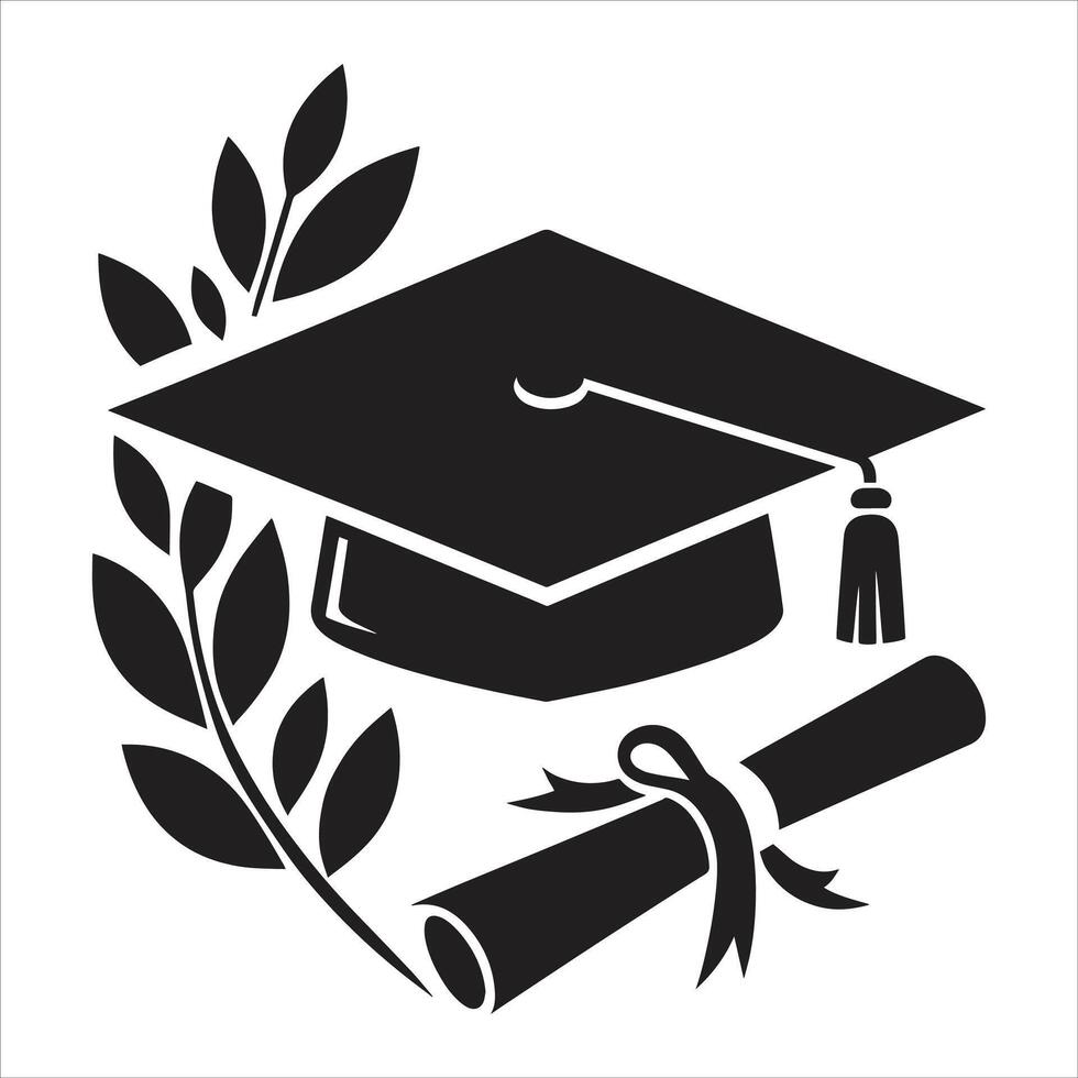Graduation Cap. Graduation Logo illustration Black And White Color vector