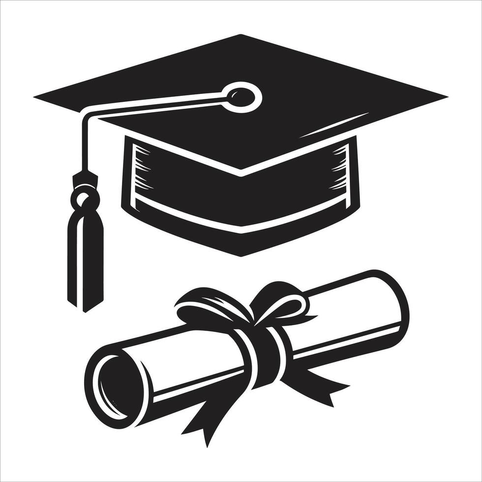Graduation Cap Icon Design Illustration. Graduation cap icon Isolated On White Background vector