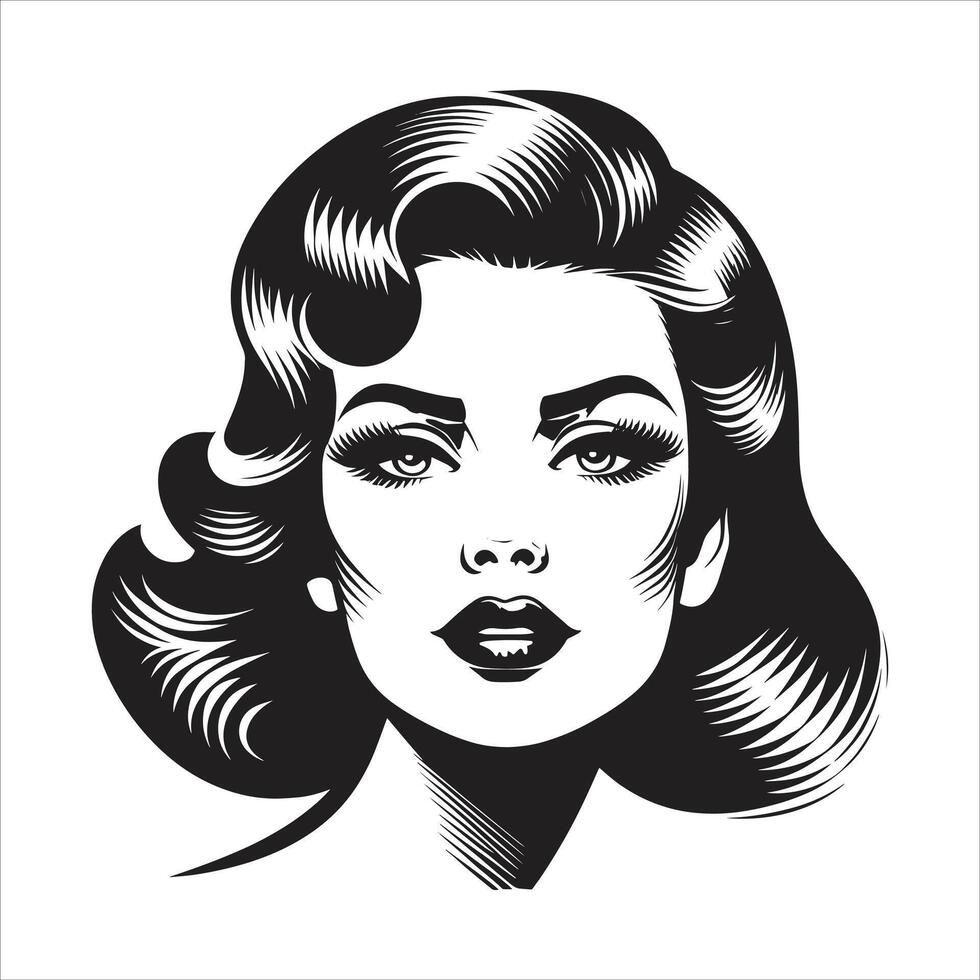 Face Silhouette Of a Girl With Curls Of Hair illustration vector